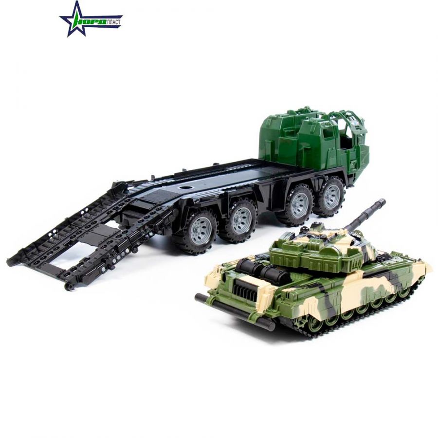 Военный тягач "Щит" с танком (камуфляж)