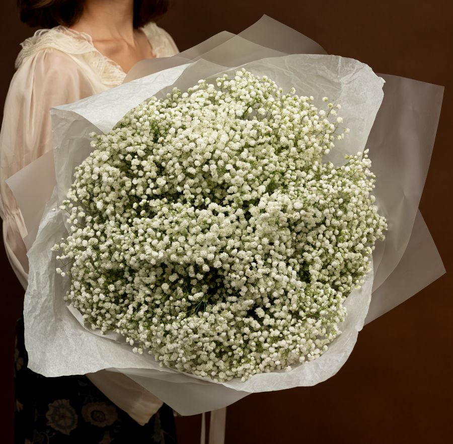 Букет из 15 белоснежных гипсофил