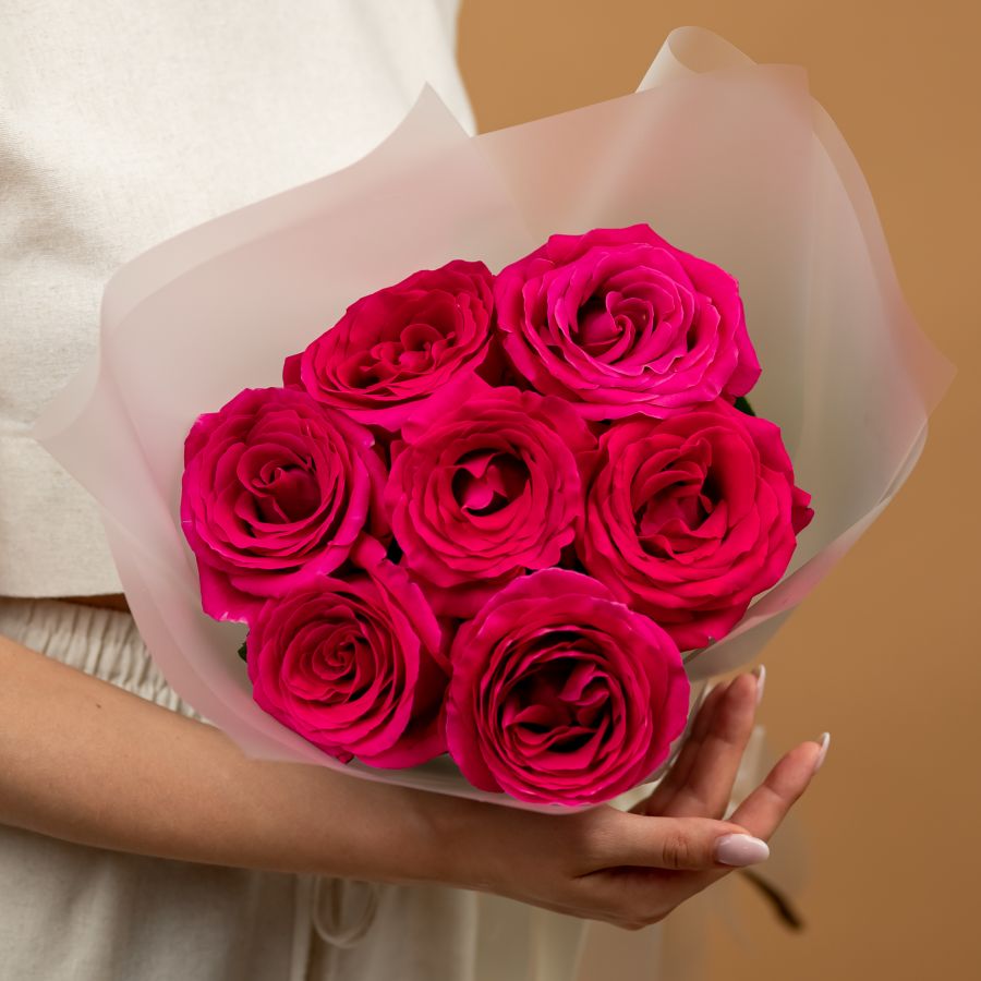 Букет из  7 розовых роз  сорт Pink Floyd 60 см