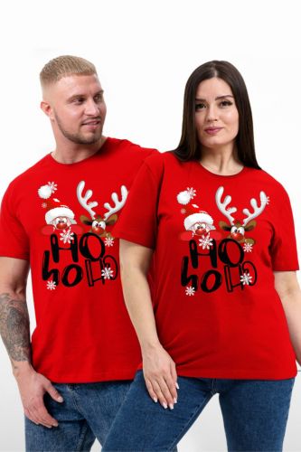 Футболка унисекс 8525 (дедМ и олень+красный)