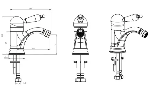 Однорычажный  смеситель для биде Boheme Provanse Ripresa 366 схема 2