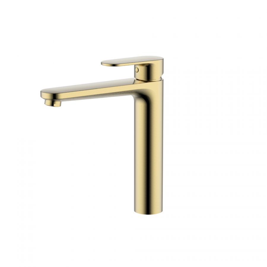 AQ1804BG НИКА смеситель для раковины высокий 190 без донного клапана, шлиф.золото