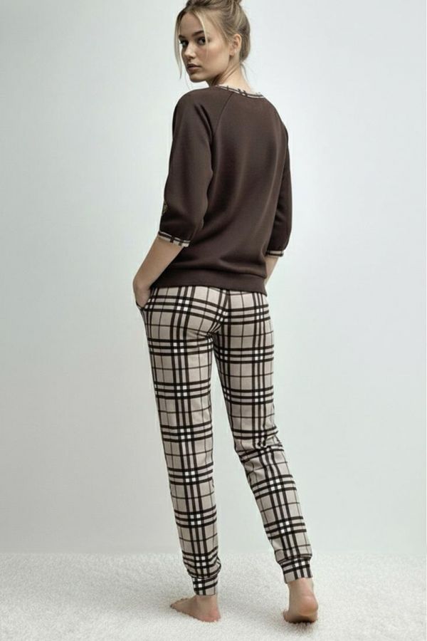 Женский домашний костюм с брюками и кофтой 22 В [темно-коричневый]