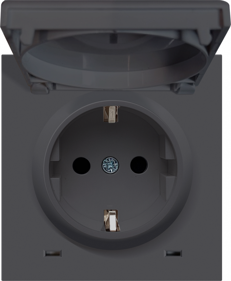 Накладка для розетки Schuko с заземлением, с крышкой, 16A 250 В~, черный, серия R98