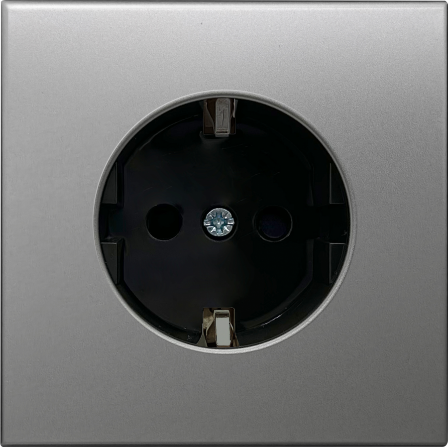 Накладка для розетки Schuko с заземлением со шторками 16A 250 В~, благородная сталь, серия R98 METAL