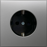 Накладка для розетки Schuko с заземлением со шторками 16A 250 В~, благородная сталь, серия R98 METAL