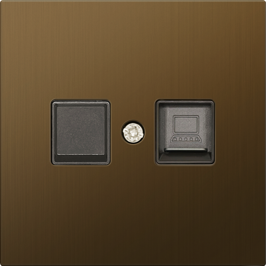 Накладка для розетки RJ45/RJ11, одиночная, латунь, серия R98 METAL