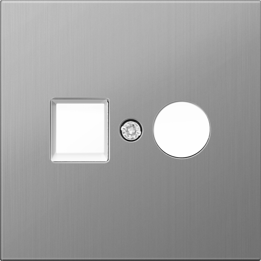 Накладка для розеток RJ45+SAT, 2-я, никель, серия R98 METAL