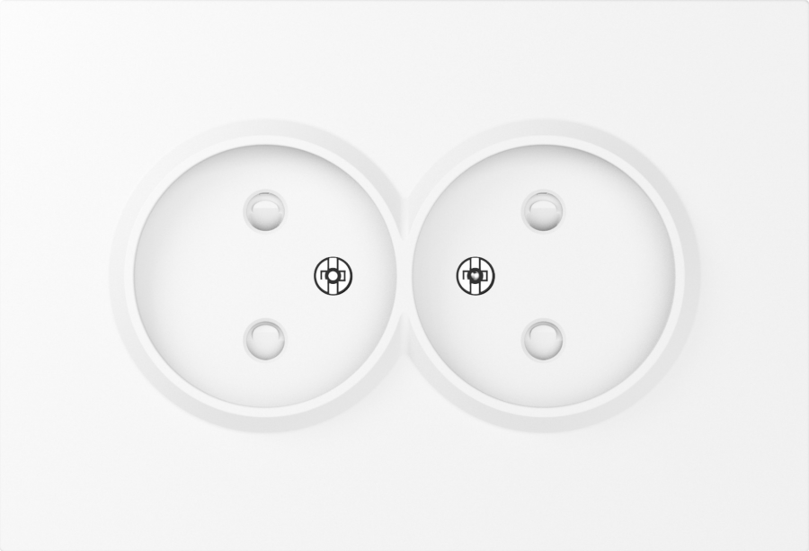 Накладка для розетки 2-й без заземления, со шторками 16A 250 В~, глянцевый белый, серия A07