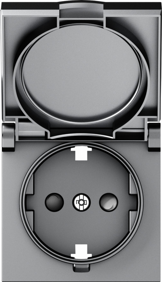 Накладка для розетки Schuko с заземлением, с крышкой, 16A 250 В~, матовый серый, серия A07