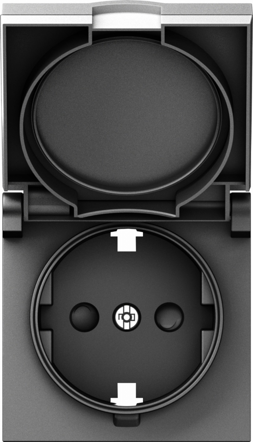 Накладка для розетки Schuko с заземлением, с крышкой, 16A 250 В~, сталь, серия A07