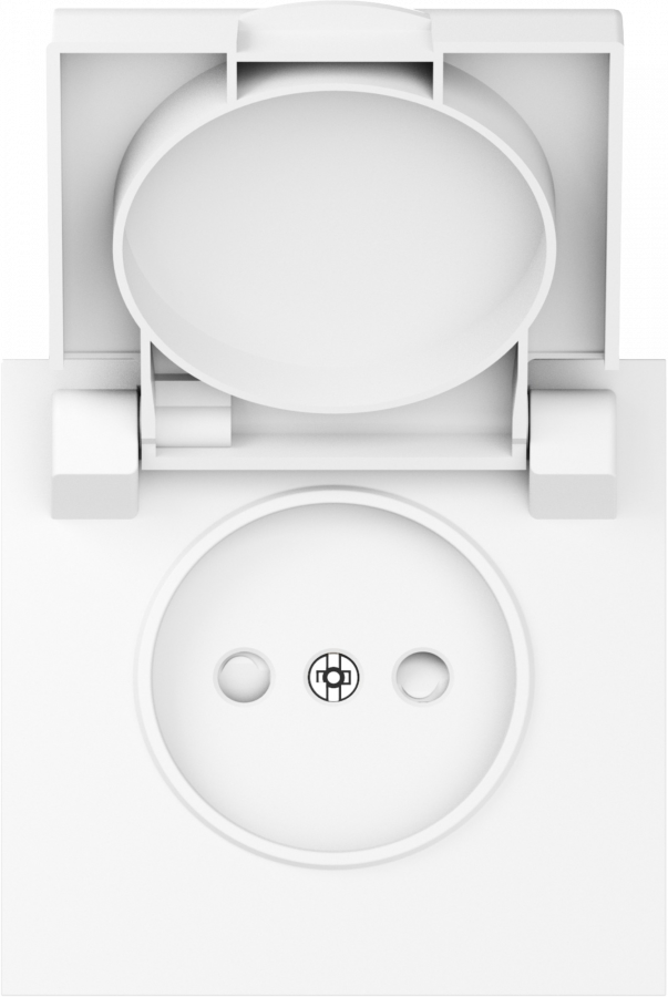 Накладка для розетки без заземления, с крышкой, 16A 250 В~, глянцевый белый, серия S08