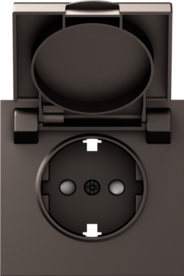 Накладка для розетки Schuko с заземлением, с крышкой, 16A 250 В~, мокко, серия S08