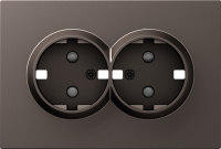 Накладка для розетки 2-й с заземлением, со шторками 16A 250 В~, мокко, серия S08