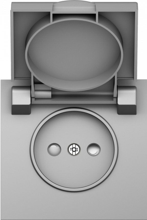 Накладка для розетки без заземления, с крышкой, 16A 250 В~, сталь, серия S08