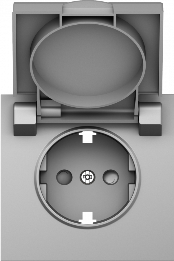 Накладка для розетки Schuko с заземлением, с крышкой, 16A 250 В~, сталь, серия S08