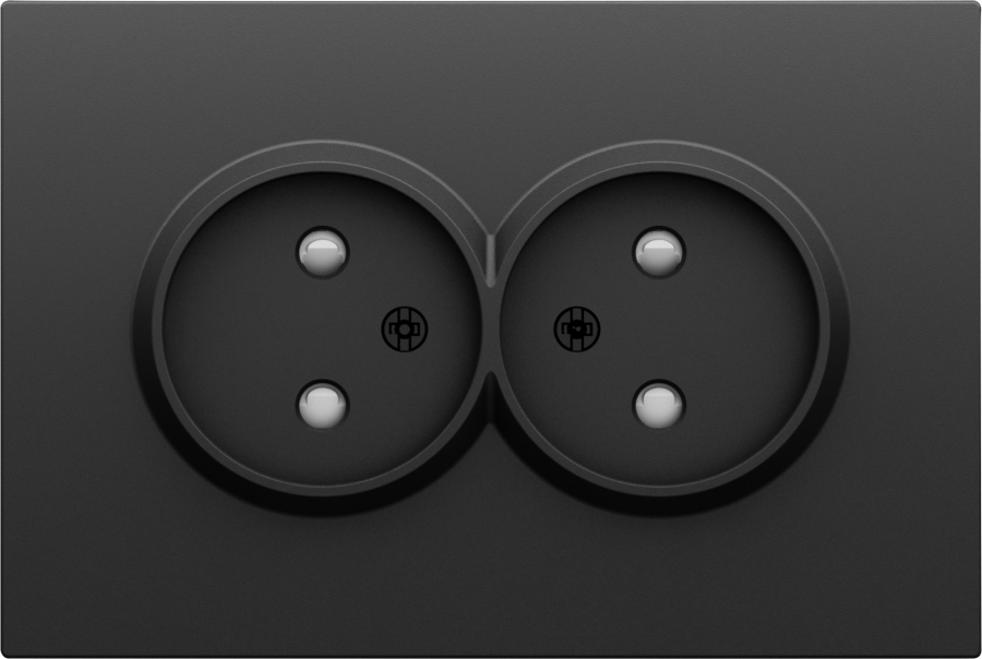 Накладка для розетки 2-й без заземления, со шторками 16A 250 В~, черный графит, серия S08