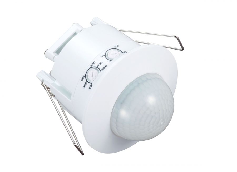 Датчик движения потолочный, встроенный, 3-x проводной, макс.1200Вт, белый