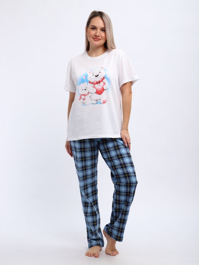 667 Комплект домашней одежды Мишки [синий]