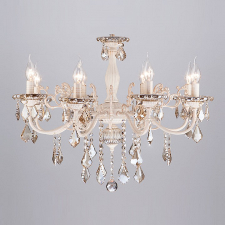 Подвесная люстра Elisha 3281/8 белый с золотом/тонированный хрусталь Strotskis