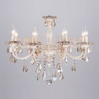 Подвесная люстра Elisha 3281/8 белый с золотом/тонированный хрусталь Strotskis