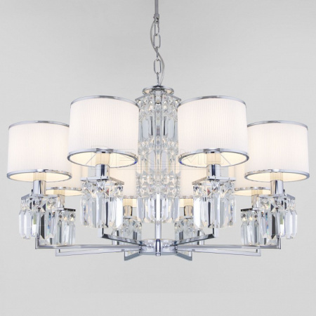 Подвесная люстра Zaffiro 10099/8 хром/прозрачный хрусталь Strotskis (новый абажур)