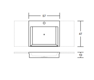 Изображение Раковина интегрированная Antonio Lupi Fortepiano SCAVO 57х47 см с отверстием под смеситель в комплекте со столешницей