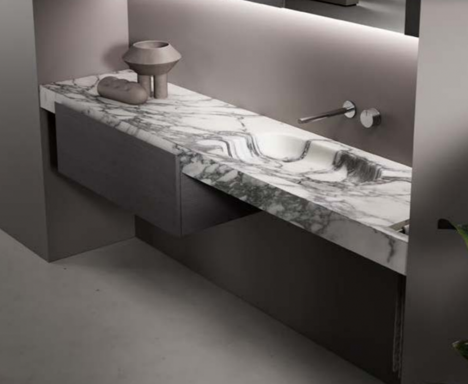 Раковина интегрированная Antonio Lupi Fortepiano NUVOLA 60х47 см в комплекте со столешницей ФОТО