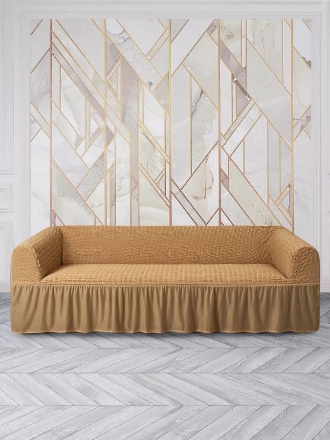 Чехол на 3-х местный диван с оборкой  ,медовый