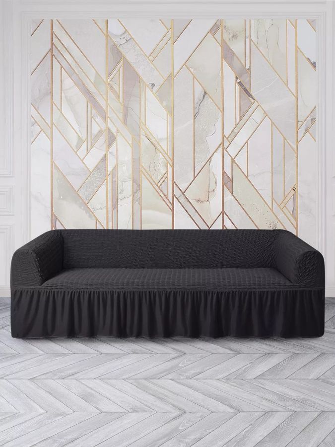 Чехол на 3-х местный диван с оборкой  , Антрацитовый