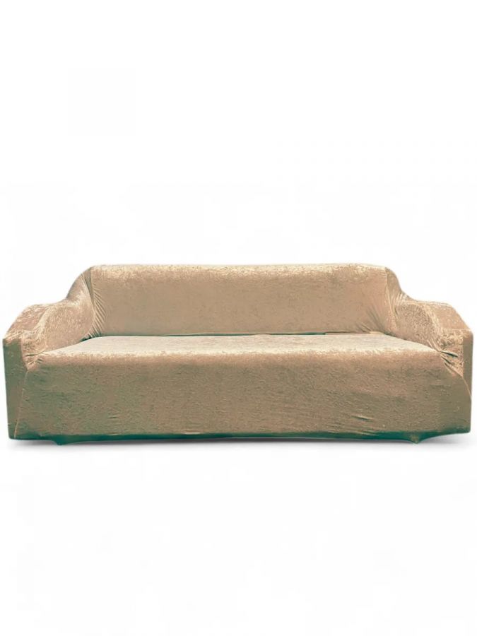 Чехол на 3-х местный диван  без оборки Королевский Велюр ,пепельно-коричневый