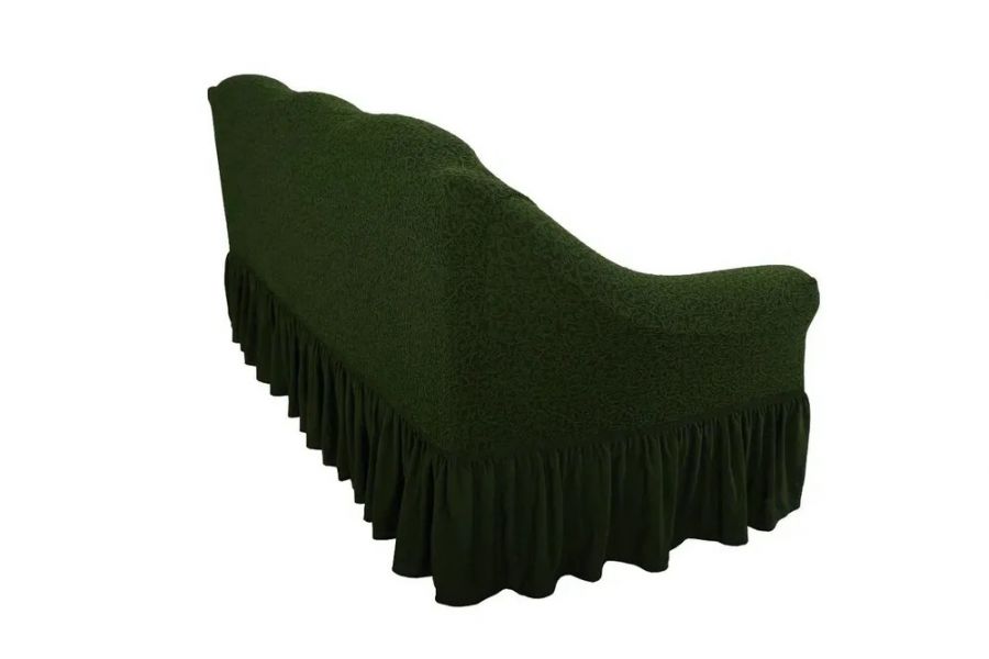 Комплект чехлов на 3-х местный диван и 2 кресла с оборкой Жаккард ,зеленый