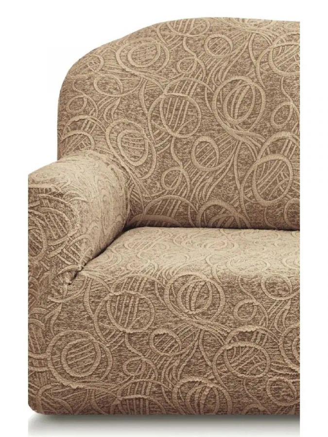 Комплект чехлов на  диван и 2 кресла без оборки Жаккард  , кофе с молоком