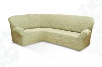 Чехол на угловой диван без оборки Жаккард,бежевый