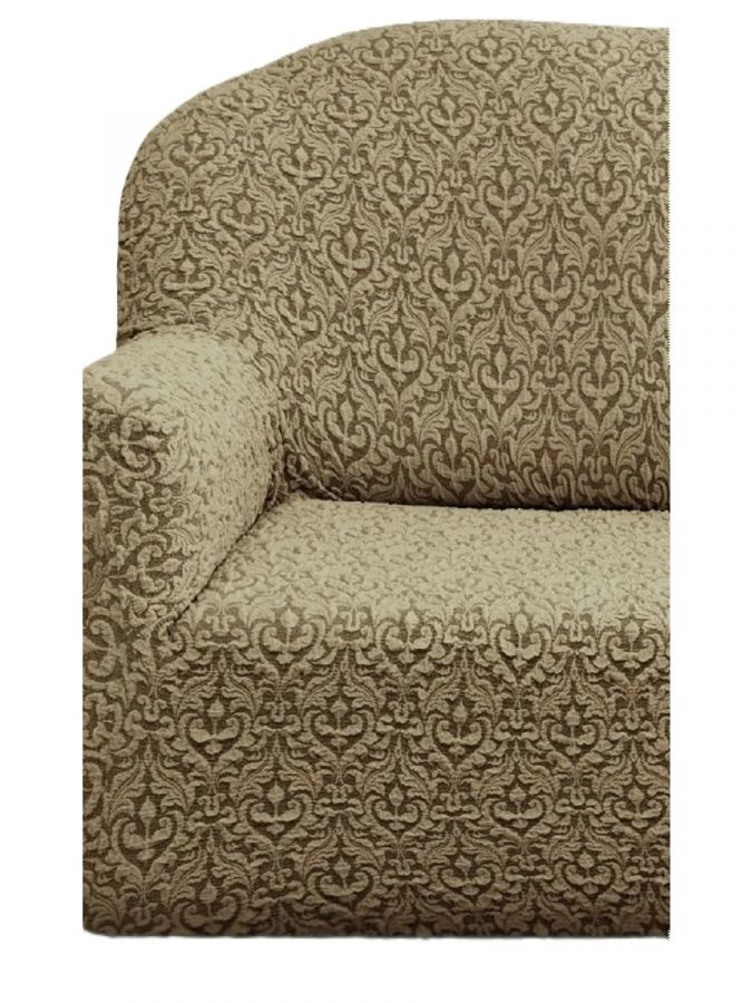 Чехол на угловой диван без оборки Жаккард,Кофе с молоком