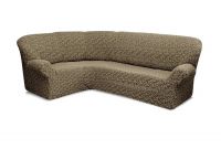 Чехол на угловой диван без оборки Жаккард,Кофе с молоком