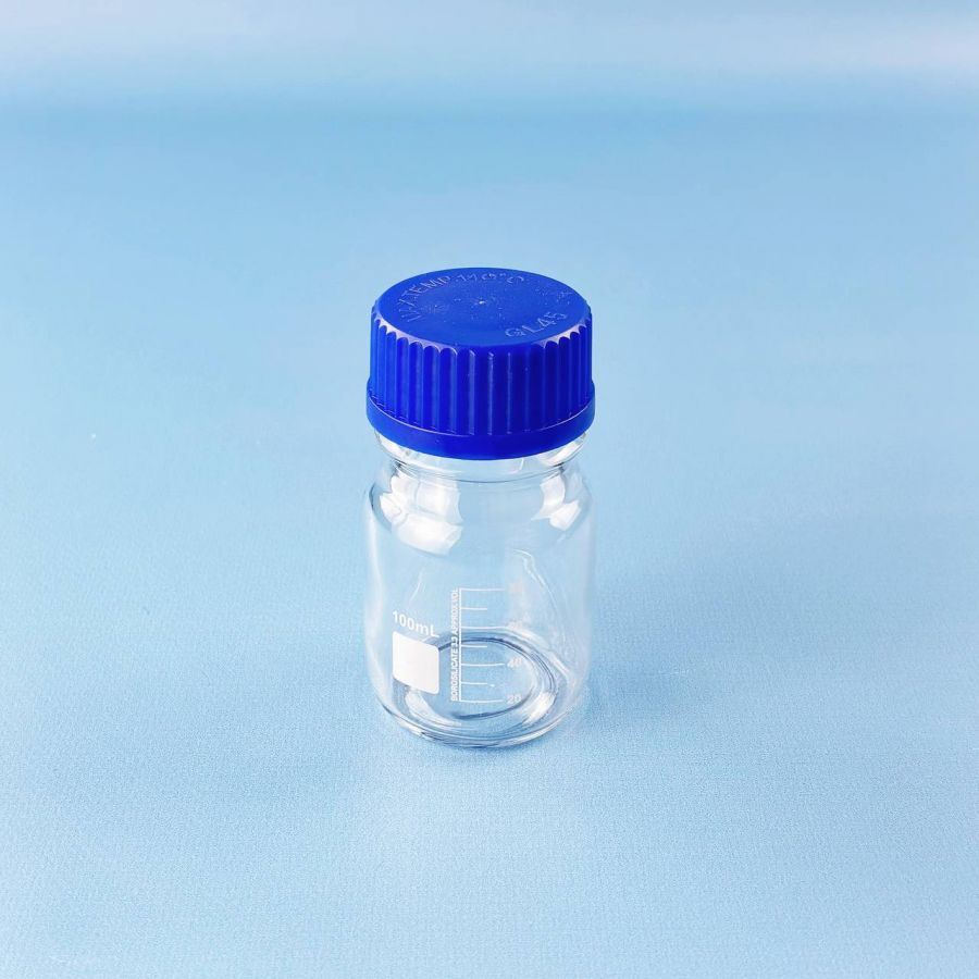 Банка для реактивов Labdevices GL45, 100 мл, стекло Boro 3.3, светлое стекло, с винтовой крышкой, градуированная