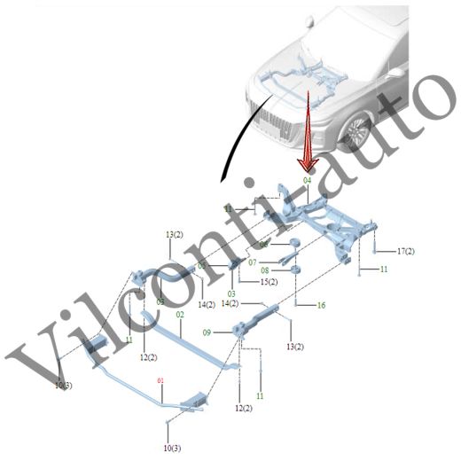 ПОДРАМНИК ПЕРЕДНИЙ HONGQI H5 II 2022-2025 2810011HF01P 100% ОРИГИНАЛ