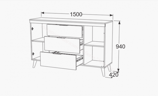 Комод 1 Ольга 4 Дуб золотистый/Креатель