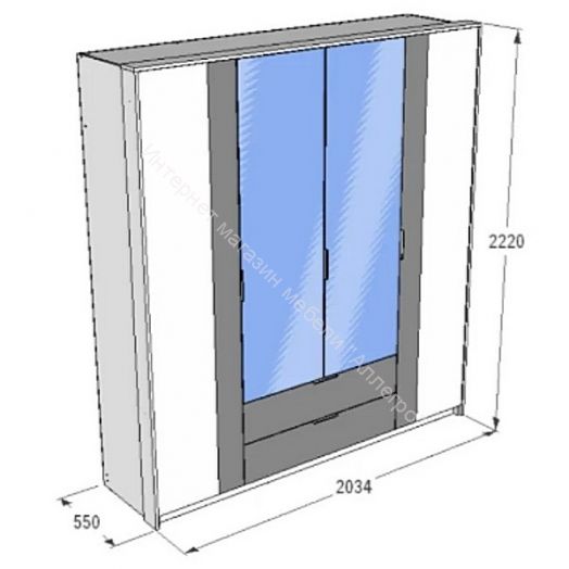 Шкаф 4-х дверный Ольга 4 Дуб золотистый/Креатель