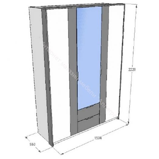 Шкаф 3-х дверный Ольга 4 Дуб золотистый/Креатель