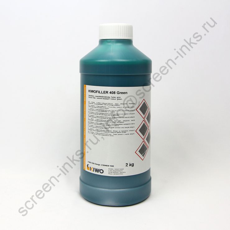 KIWOFILLER 408 GREEN, ретушь, устойчивая к растворителям, зеленая. Упаковка 2кг. Водорастворимая, средняя вязкость.