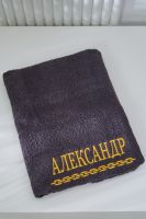 14418/11 " Имена" полотенце махровое плотность 400гр [графит+Александр]