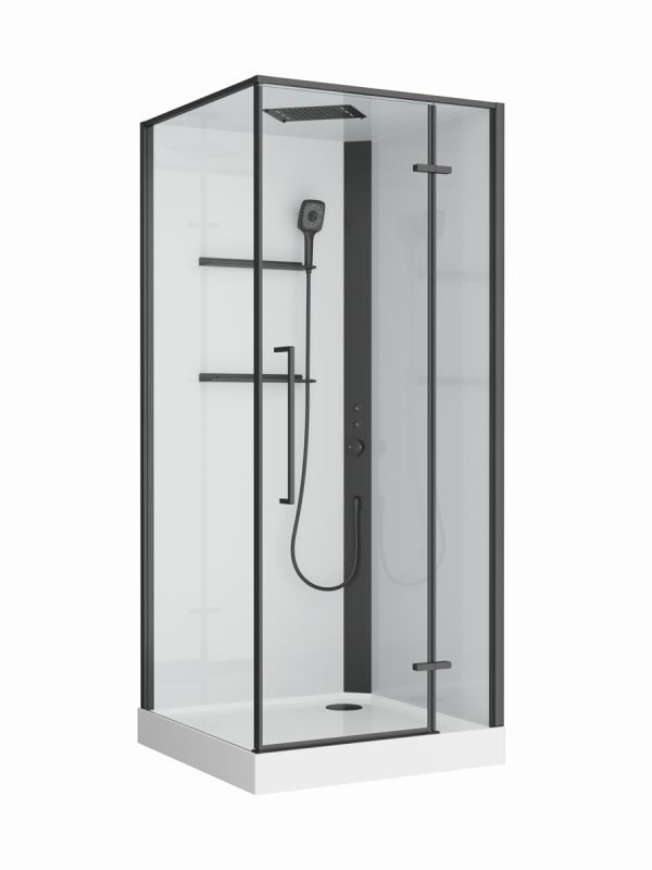 Душевая кабина BelBagno UNO-CAB-A-1-90-C-NERO-Bi-TOP-R, правая