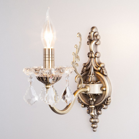 Бра Elisha 3281/1 античная бронза/прозрачный хрусталь Strotskis