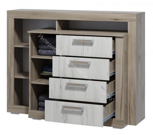 Комод 1 "Ольга 19" Дуб крафт белый/Дуб крафт серый