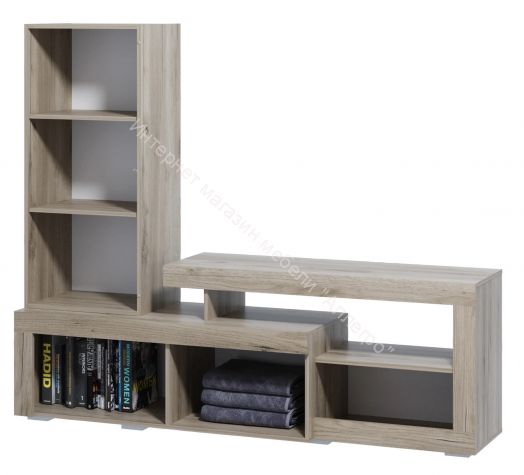 Тумба ТВ 2 "Ольга 19" Дуб крафт белый/Дуб крафт серый