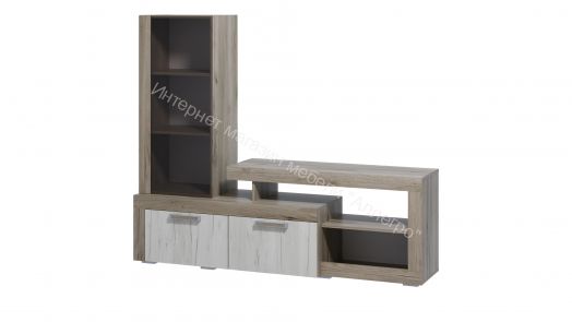 Тумба ТВ 2 "Ольга 19" Дуб крафт белый/Дуб крафт серый