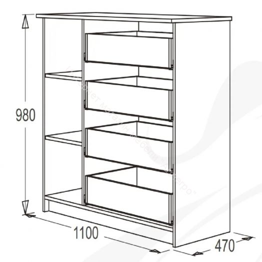 Комод -9 (Фант) Ясень анкор темный/ясень анкор светлый