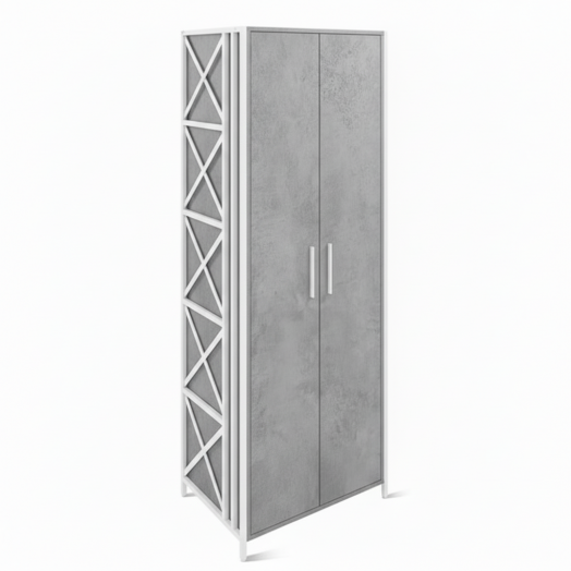 ЛОФТ-13 Шкаф для одежды (700х500х1900 мм) Бетон / Белый